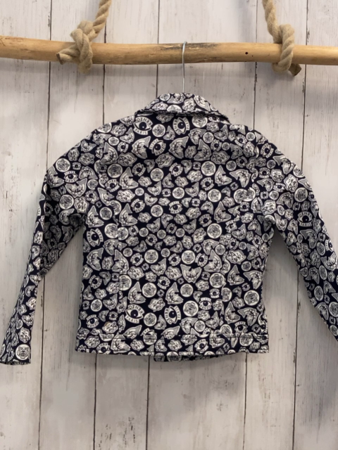 Kenzo  Jacke  Gr. 116  blau weiß graue Bilder mit Fischen Tiger Schrift graue Reißverschlüsse 