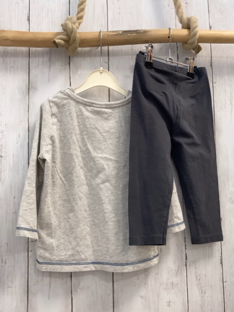 2tlg Sanetta  Schlafanzug  Gr. 92  hellgrau Bagger Kranwagen + grau 