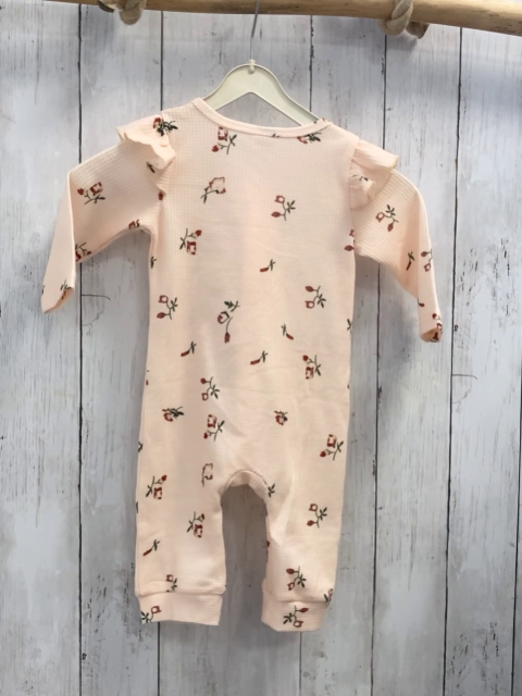 2tlg  Overall + Gürtel Gr. 80  apricot Struktur Blumen 