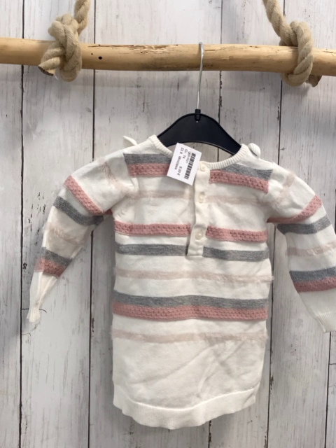 Miniclasix  Pullover  Gr. 74  weiß grau altrosa Streifen Strick Rüschen 