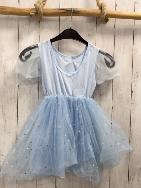   Kleid Gr. 110  hellblau Oberteil mit Elsa Tüllrock mit silber Sternen und Monden 