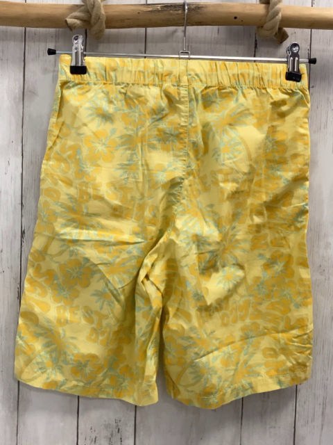H&M  Shorts  Gr. 158/164  gelb mais hellblaue Schrift Blumen + Palmen 