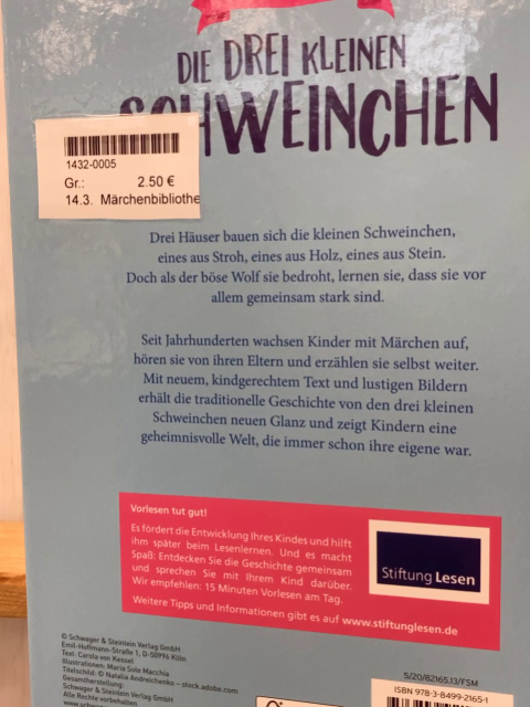 Märchenbibliothek  Buch Die drei kleinen Schweinchen 