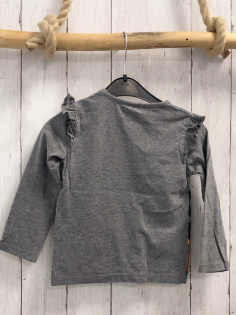   Langarmshirt  Gr. 104  grau Micky + Minnie Mouse Eiffelturm rost Glitzerschrift 