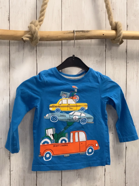  Langarmshirt  Gr. 92  blau Fahrzeuge 