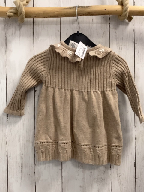 Max Studio  Kleid  Gr. 74  hellbraun Strick Rippen Lochmuster 