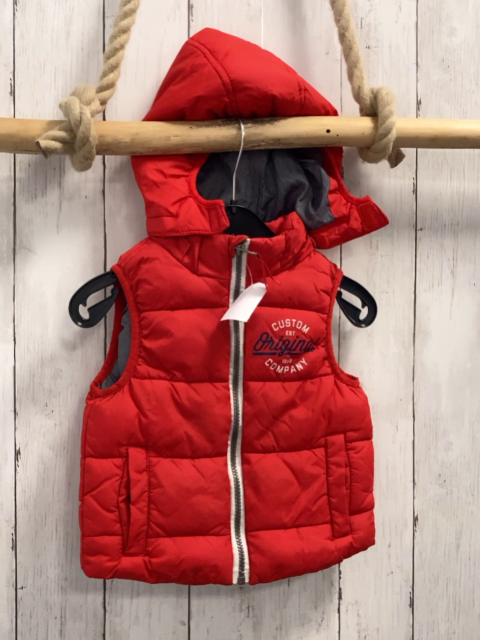 H&M  Weste  Gr. 92  rot Kapuze Schrift graues Futter 