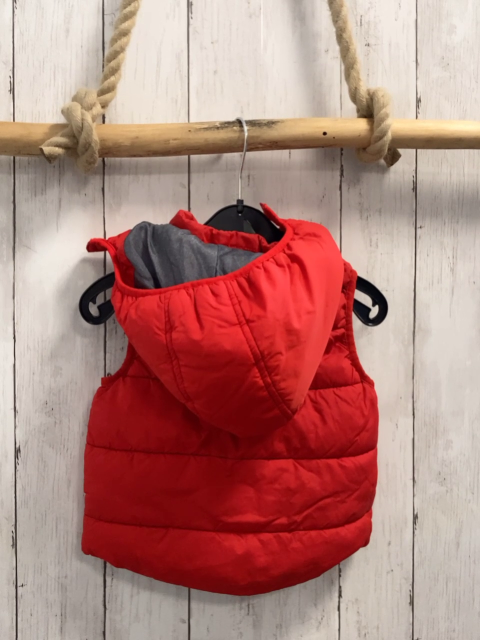 H&M  Weste  Gr. 92  rot Kapuze Schrift graues Futter 