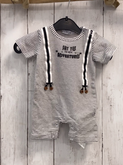 Dirkje  Playsuit  Gr. 62  weiß schwarze Streifen weiß schwarze Hosentrger 