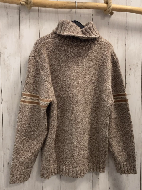 Scotch & Soda  Pullover  Gr. 164/170  beige braun meliert + hellbrauner Streifen Strick Schrift 