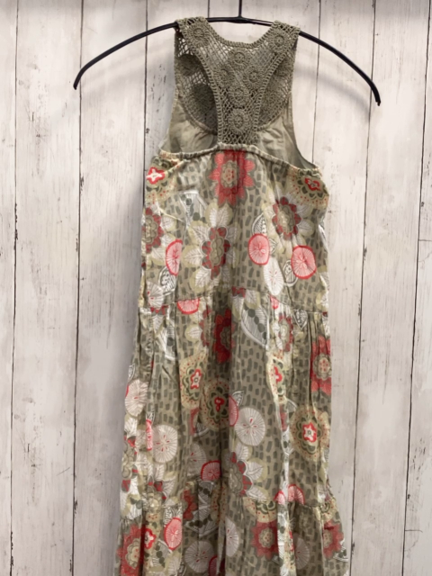 Vertbaudet  Kleid  Gr. 128  mint weiß rot kiwi Druck Blumen Häkelauschnitt 