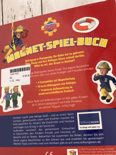 neu  Pappbuch Magnet-Spiel-Buch Feuewehrmann Sam 