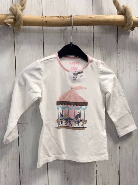   Langarmshirt  Gr. 80  weiß Karussell mit Glitzer 