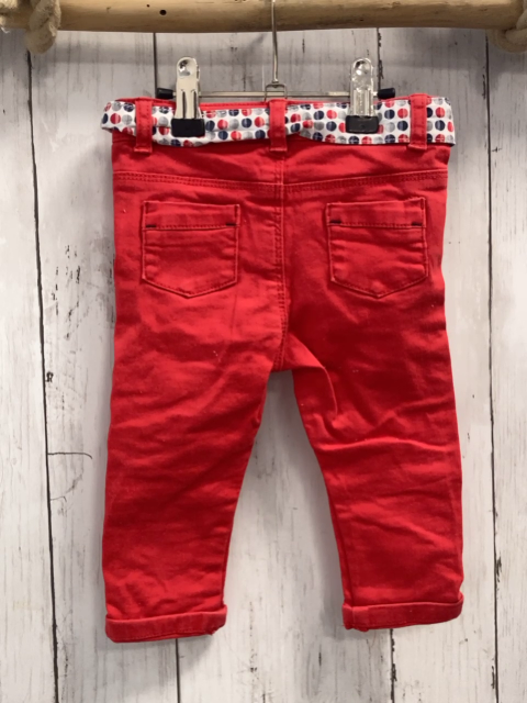 Obaibi Hose  Gr. 74  rot weißer Gürtel mit grau blauen Punkten 