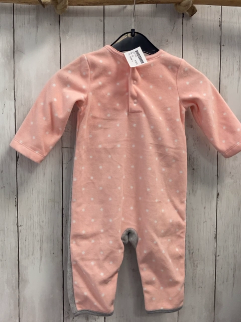 Carter´s  Overall  Gr. 74  rosa grau Fleece mit Tiergesicht + weißen Punkten 
