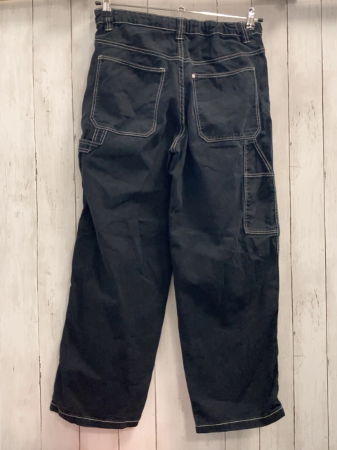 H&M Hose Gr. 164  dunkelgrau weiße Nähte Bund verstellbar  weites Bein