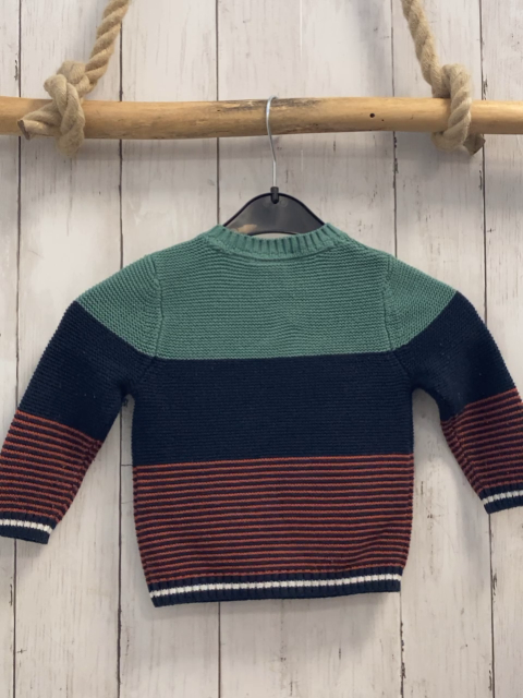 S´Oliver Pullover  Gr. 74   grün blau + orange blaue Streifen + weißer Streifenbund Strick 