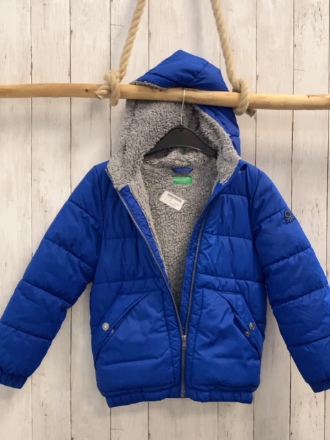 Benetton Winterjacke  Gr. 128  blau graoßes Teddyfutter 