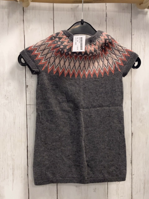 H&M Kleid  Gr. 98  grau Strick + rosa lachs weißes Muster mit Zackenstreifen