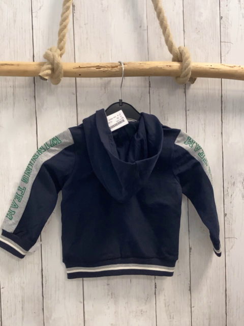 neu Mexx Sweatjacke  Gr. 92  blau Kapuze grüner Streifen am Ärmel weiße Schrift 