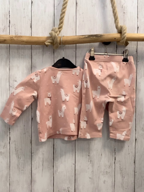 2tlg  Schlafanzug  Gr. 74  rosa Lamas 