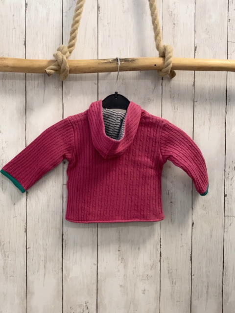 loud & proud  Strickjacke  Gr. 68  himbeere Rippen Kapuze grüner Bund 