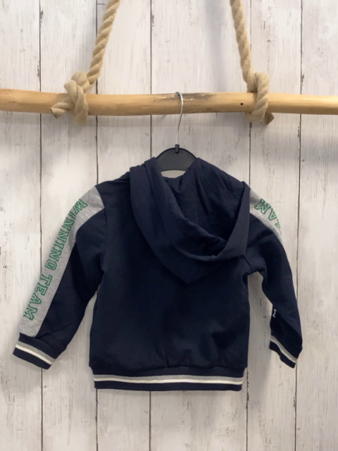 neu Mexx  Sweatjacke  Gr. 92  blau Kapuze grauer Streifen mit Schrift 