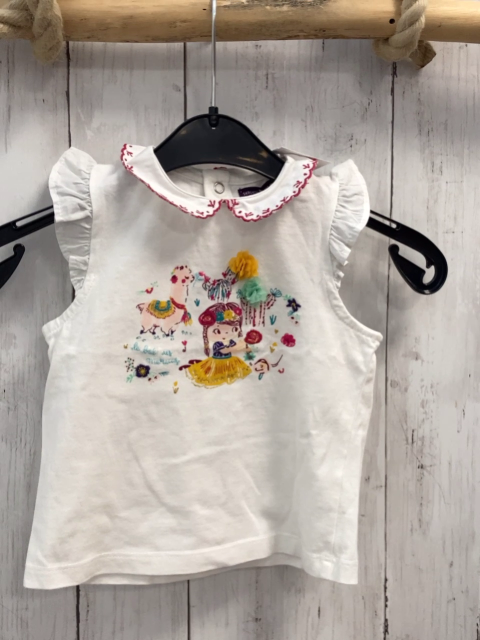 Sergent Major T-Shirt  Gr. 86  weiß Lama Mädchen Kragen mit roter Stickerei 