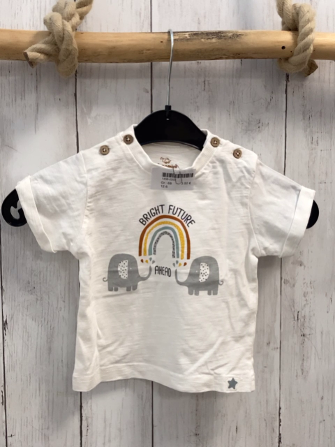   T-Shirt  Gr. 68  weiß Elefanten Bogen Schrift 