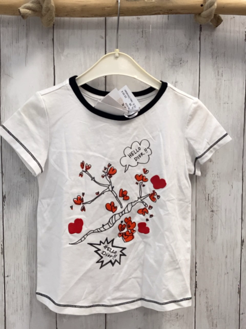 neu Christian Dior  T-Shirt  Gr. 98  weiß schwarzer Ast mit rotenHerzen schwarzer Bund Outletpries 75 €  