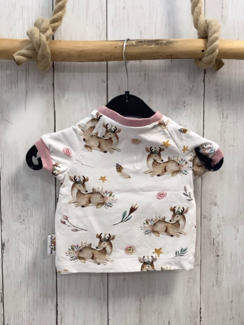 Fuchs & Kiwi  T-Shirt  Gr. 62  weiß Rehe rosa Bund 