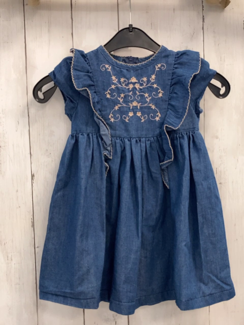 Bonnie Jean Kleid  Gr. 92  blau Jeans beige Stickerei Rüschen 