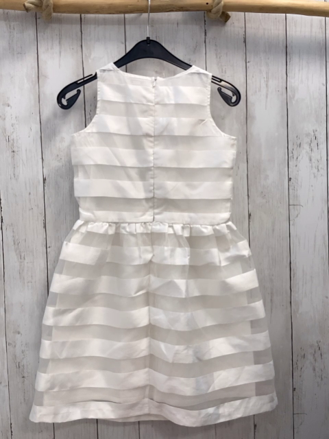 Esprit  Kleid  Gr. 128  weiß zweilagig weiß transparent gestreiftes Überkleid 