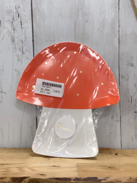 neu 8 Pappteller rot weiß Pilz