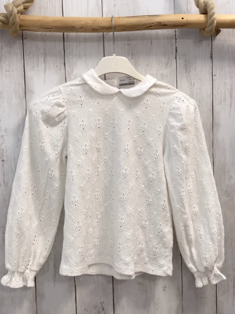 next Bluse Gr. 122  weiß Lochmuster