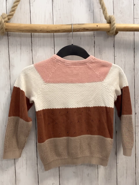 H&M Strickjacke Gr. 122  rosa weiß braun Lochmuster