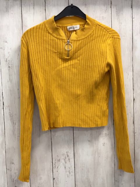H&M Pullover Gr. 146  senf gerippt Reißverschluss