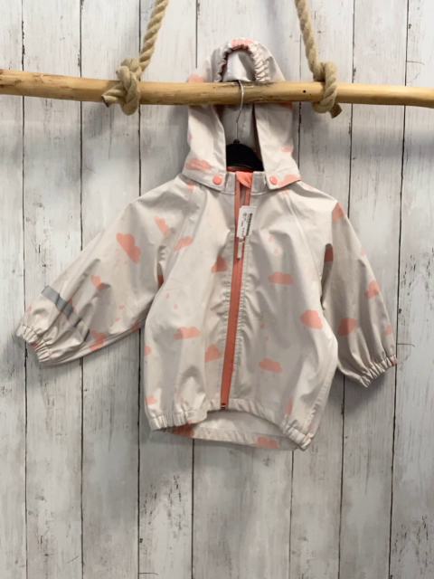 H&M  Regenjacke  Gr. 92  hellgrau lachs Wolken + Reißverschlüsse Kapuze 