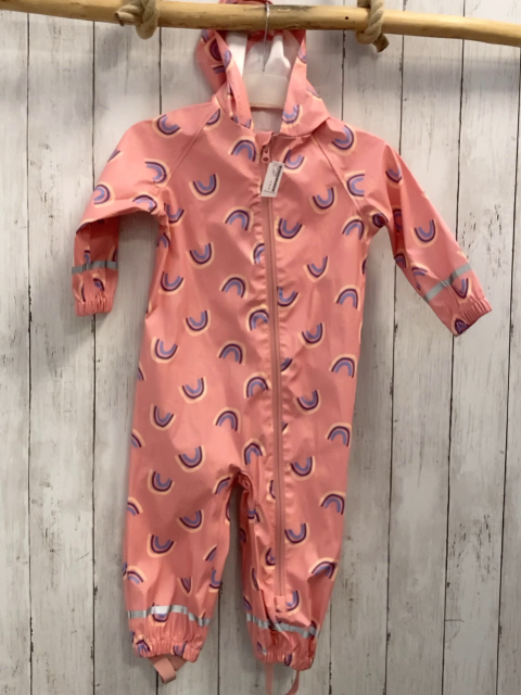   Regenoverall Gr. 92  lachs bunte Bögen Kapuze gummiert 
