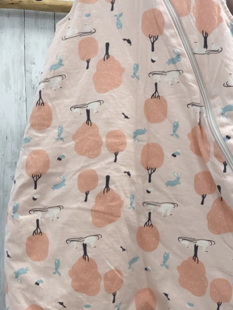 DuoMiooMioo Schlafsack  Gr. 85cm  rosa mit Beinen  lachs Bäume Tiere