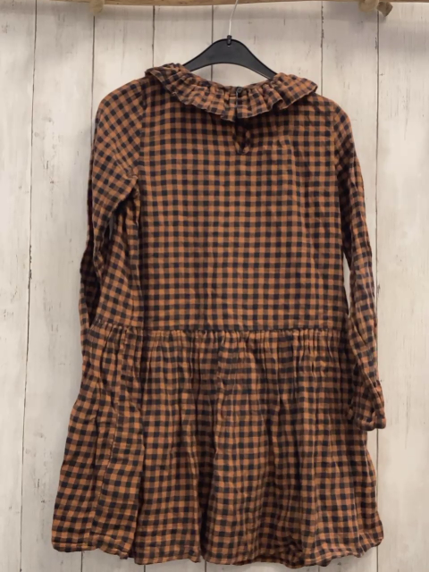 H&M  Kleid  Gr. 140  schwarz ocker kariert Rüschenkragen