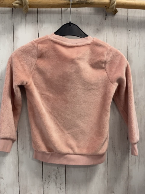   Pullover  Gr. 128  rosa Plüsch Schwan mit goldenen Pailetten