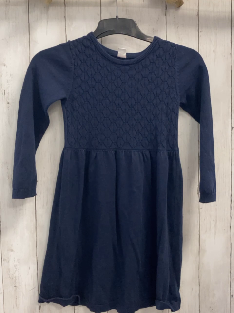   Kleid  Gr. 122/128  blau Strick Oberteil mit Muschelmuster 