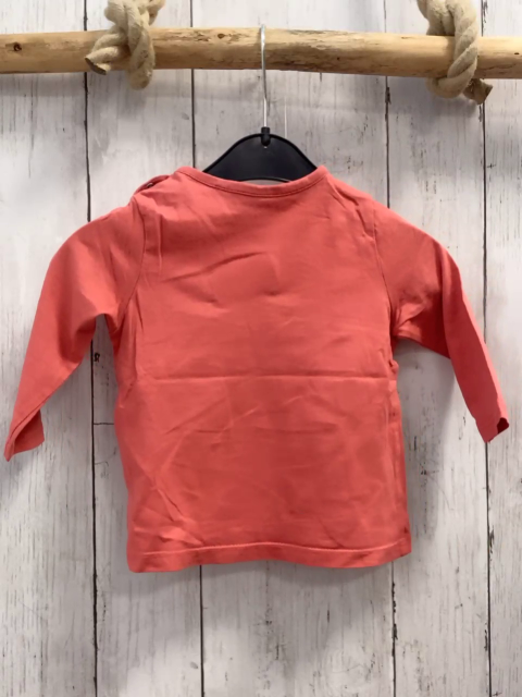 Esprit  Langarmshirt  Gr. 74  hellrot lachs Kreis mit Schrift 