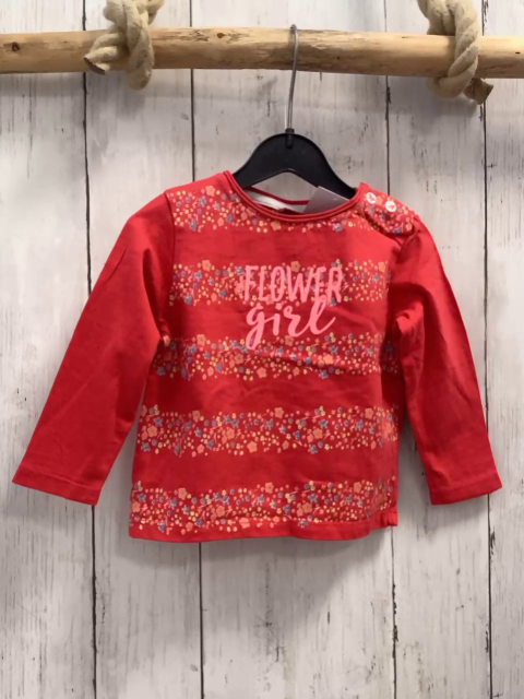 S´Oliver  Langarmshirt  Gr. 74  rot Blumenstriefen rosa Schrift 
