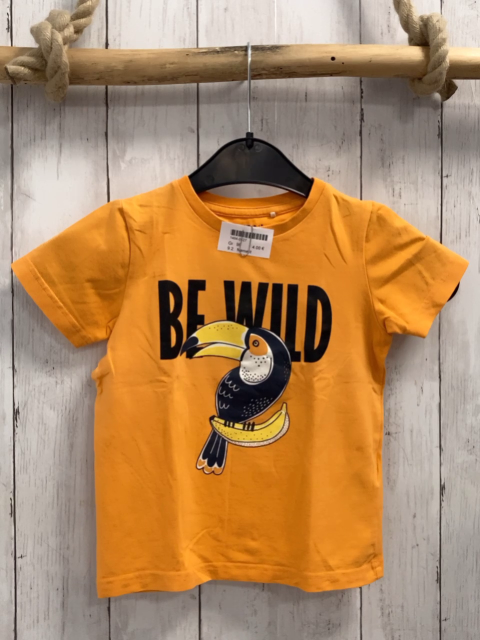 Name it  T-Shirt  Gr. 98  orange Vogel mit Banane Schrift 