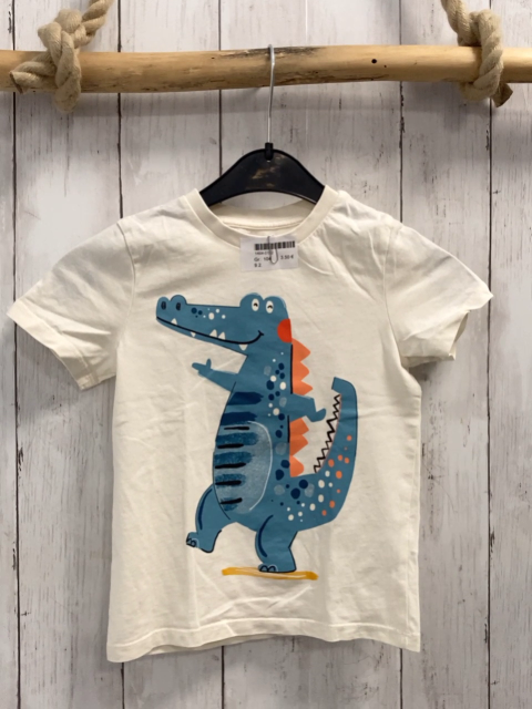   T-Shirt  Gr. 104  weiß hellblaues Krokodil