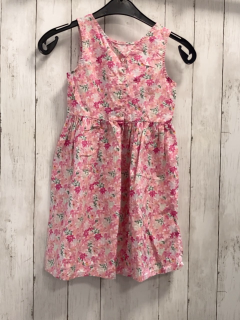 H&M  Kleid  Gr. 128  weiß rosa pink Blumen grüne Blätter 