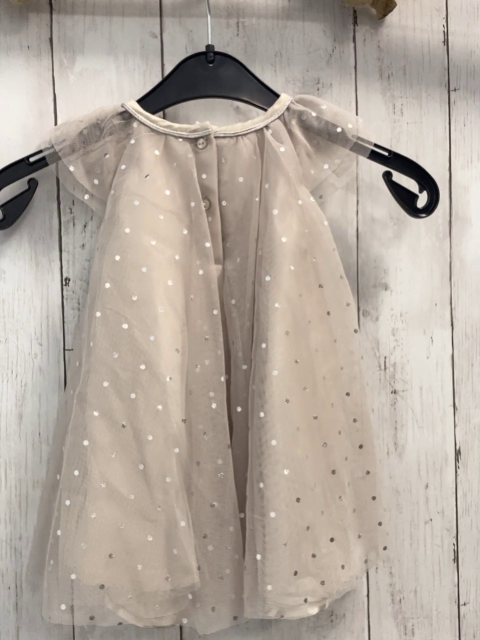 H&M  Kleid  Gr. 68  beige Tüllüberkleid silber Glitzerpunkte 