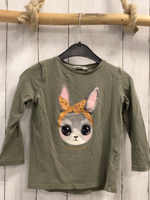 H&M  Langarmshirt  Gr. 98  kiwi Hasenkopf mit Schleife 